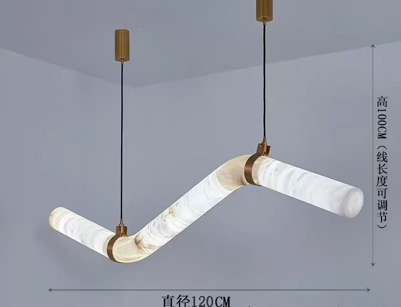 Modern minimalist faux marble chandelier - designer creative light luxury for villa, restaurant, bar, lobby - round, column, and linear styles available