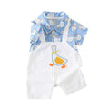Summer first birthday baby short-sleeve romper, infant cartoon onesie, newborn full month celebration outfit, cartoon romper