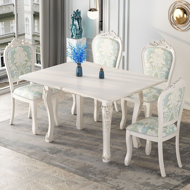 Dining table for home, small apartments, minimalist modern glass and solid wood folding rectangular dining table, european style dining table and chair set