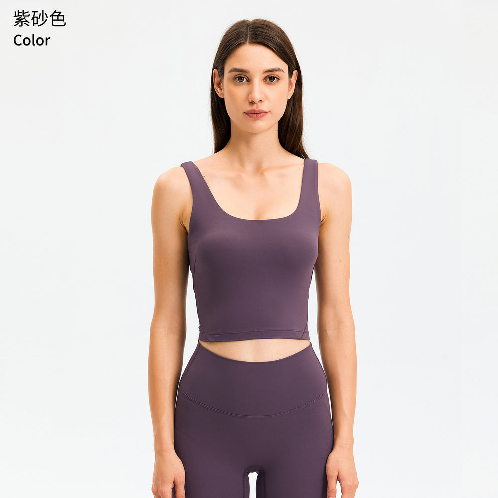 Dianqian new arrival u-shaped back yoga vest with chest pad comfortable naked sports intimates women's bra fashiondw120