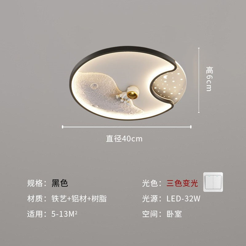 Children's room eye protection full spectrum astronaut ceiling light, boys and girls bedroom room warm lighting LED lamps