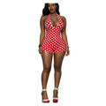 european new arrival halter one-piece shorts swimming pool party hot selling digital printing polka dot silm stretch jumpsuit