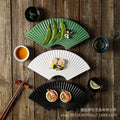 11inch fan-shaped plate set - japanese-style sushi plates, solid color retro breakfast ceramic plates, minimalist dishes for home use