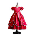 Export kids dress satin rainbow edge princess dress girl puff sleeve high-end birthday piano performance dress