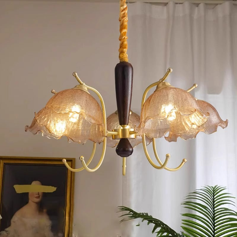 American medieval bedroom dining room study glass nostalgic chandelier Nanyang wind retro vintage wrought iron living room lamp