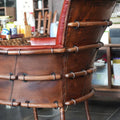Haodin palm tea room host chair sofa chair living room light luxury red dining chair handmade cowhide tea room chair
