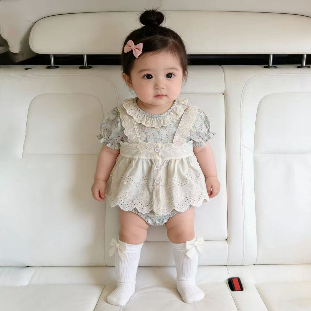 Summer bodysuit & dress set for baby girls - princess style - perfect for baby showers, first birthday celebrations, and adorable photoshoots!