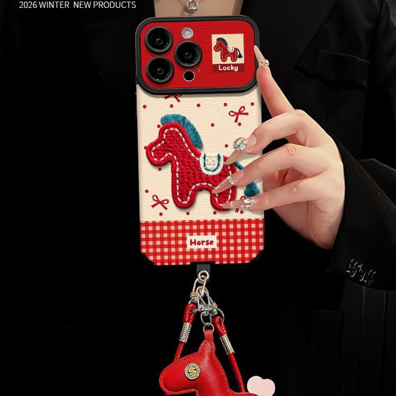Horse year new year mobile phone case suitable for apple 17 anti-fall mobile phone case leather iphone16promax protective case 15