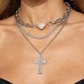 European and american cross-border jewelry: fashionable, light luxury, full diamond cross pendant necklace, multi-layered punk minimalist choker