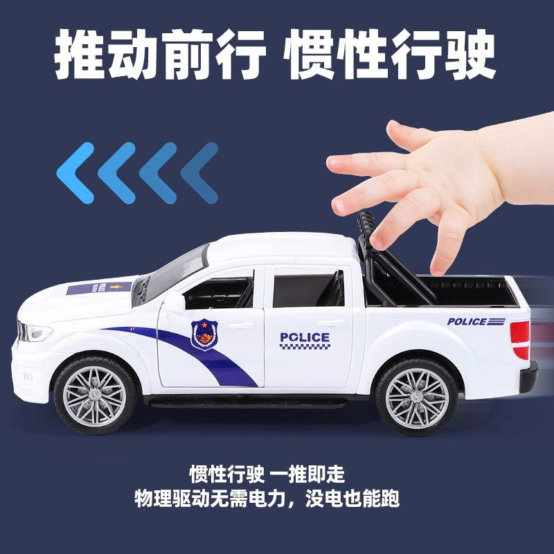 Kids' large police car, security pickup truck, swat rescue vehicle - sound & light musical toy car, realistic model