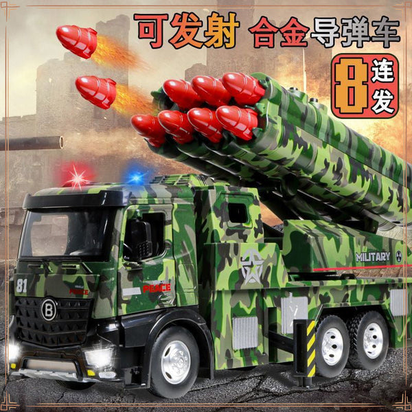 2025 hot-selling alloy missile car toy gun can launch a missile model toy car simulation boy military