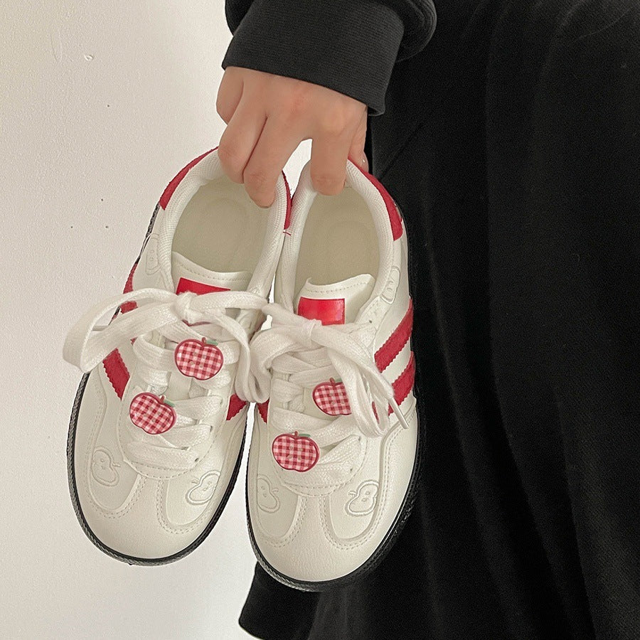 Summer chunky platform korean style white sneakers for women 2026, leather upper, versatile chic, breathable athletic casual board shoes for students