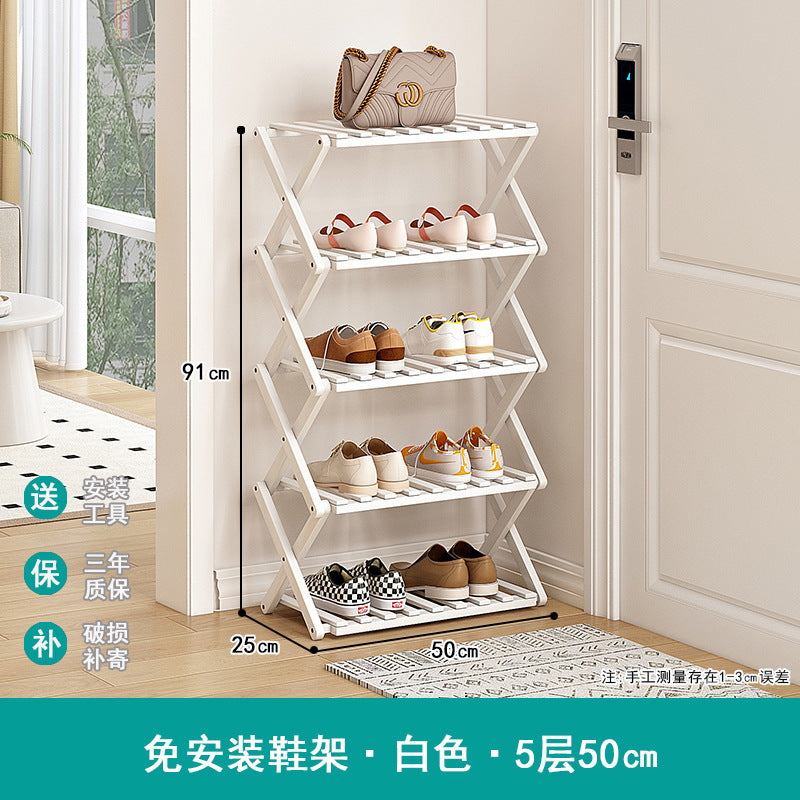 Shoe rack simple door for home multi-layer storage space-saving corner small dust-proof narrow shoe cabinet free of installation