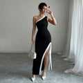 Amazon fashion style insexport women's clothing socialite style sexy dress summer new contrast color slit long skirt