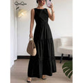 fashionsummernew arrival round neck sleeveless cut outlaceeleganceromanticcasual vacation dress