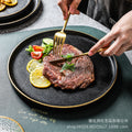 Japanese-style western dinner plates, creative steak plates, western dinner plates, creative black matte steak plates, commercial glossy white plates