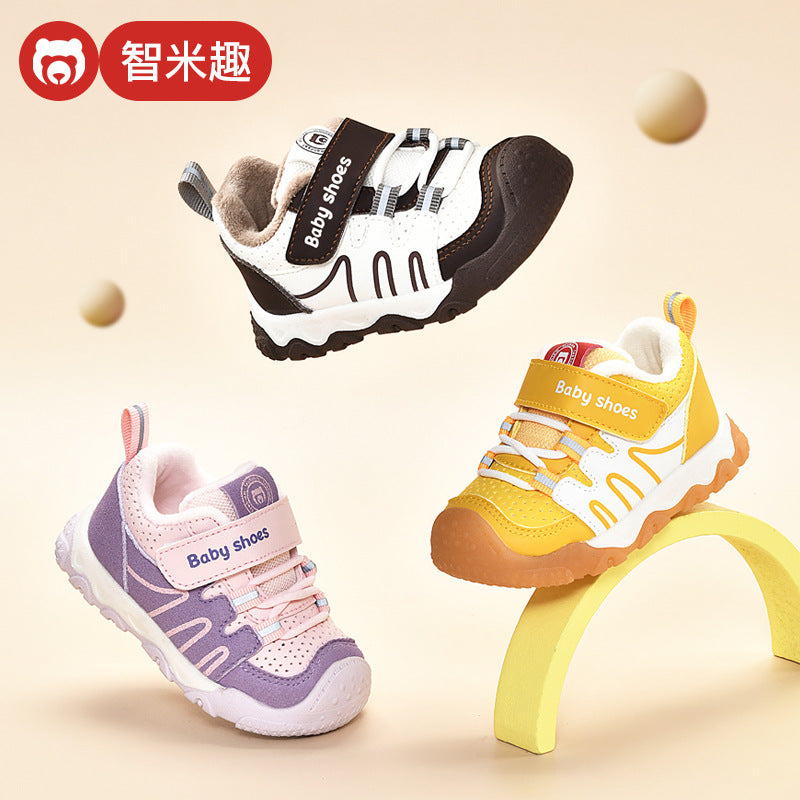 Toddler shoes for baby boys 0-1-3 years old, autumn/winter infant and toddler shoes, girls' shoes, soft sole functional fleece-lined thickened cotton shoes