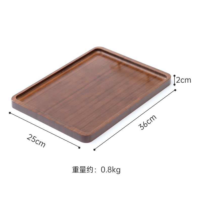 Accessible luxury retro nanzhu tea tray tray bamboo commercial rectangular tea tray pastry handle bbq serving plate
