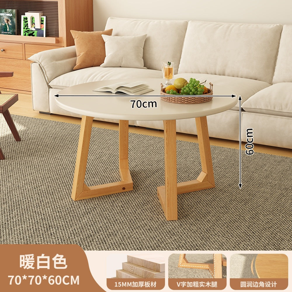 Japanese style solid wood living room coffee table small apartment insfor home log style round side table casual dining tea table
