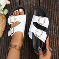 2026 european and american thick sole belt buckle flip flops women's cross-border large size hollow outwear beach sandals independent station