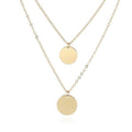 European and american elegant double layer necklace for women, minimalist versatile round pendant stainless steel short choker clavicle chain - wholesale/distribution