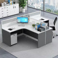 Customizable office desk and chair set - modern minimalist 3-seat office desk for accounting and finance offices