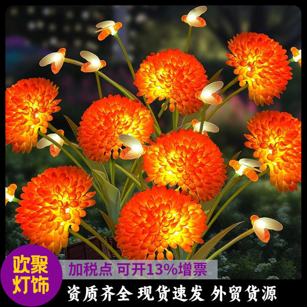 Foreign trade new product 6 honeycomb flower floor lamp grass swaying bee courtyard garden decoration solar lawn lamp