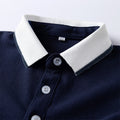 Boys' summer outfit set: new kids' short-sleeve polo shirt with striped romper and triangle bottoms