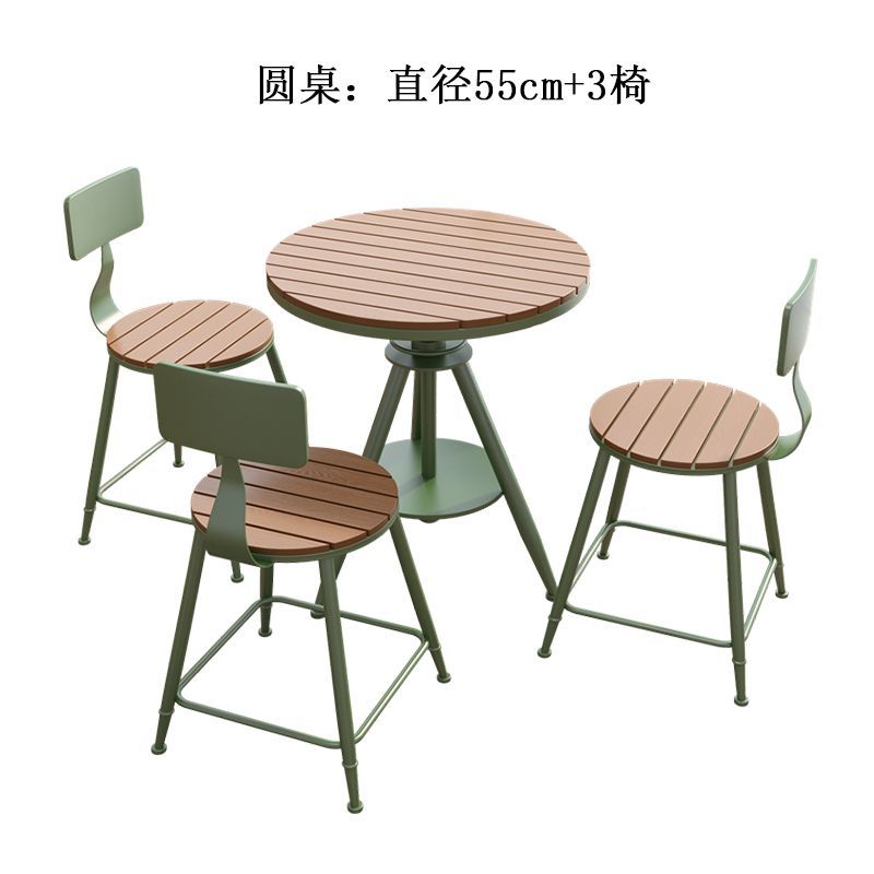 Outdoor casual dining set - waterproof & sun-resistant table and chairs - two chairs included - balcony adjustable round table