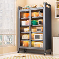 Kitchen for home steel storage cabinet balcony bedroom living room multi-layer dust-proof double door storage cabinet with wheels