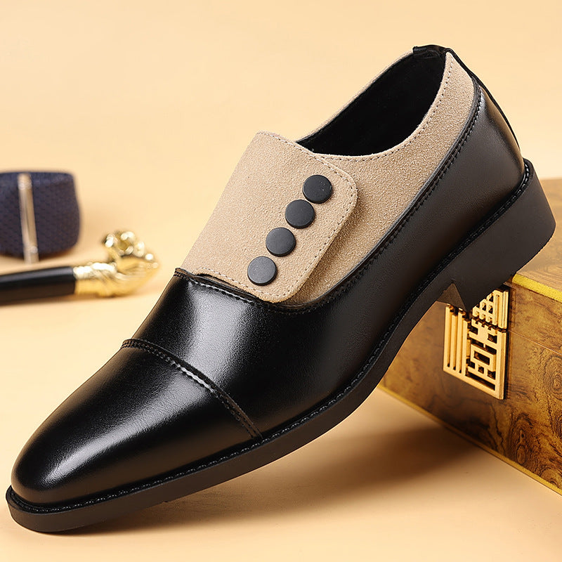 Plus size leather shoes for men, korean style, youth, breathable, pointed toe, trendy men's shoes, business british style, men's wedding casual leather shoes