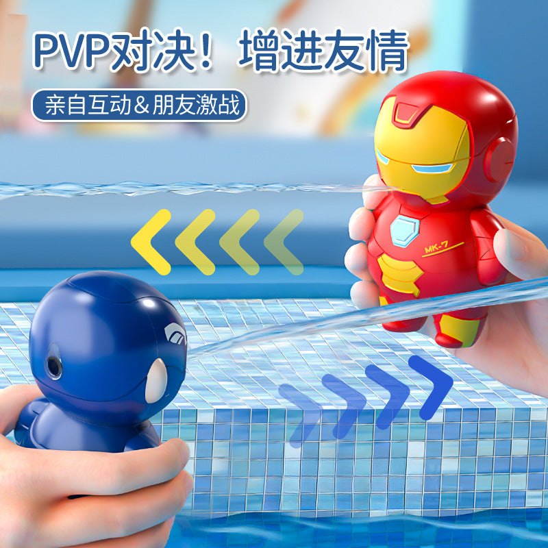 Douyin's same superhero q version doll spider steel water gun man captain america water gun street toy wholesale