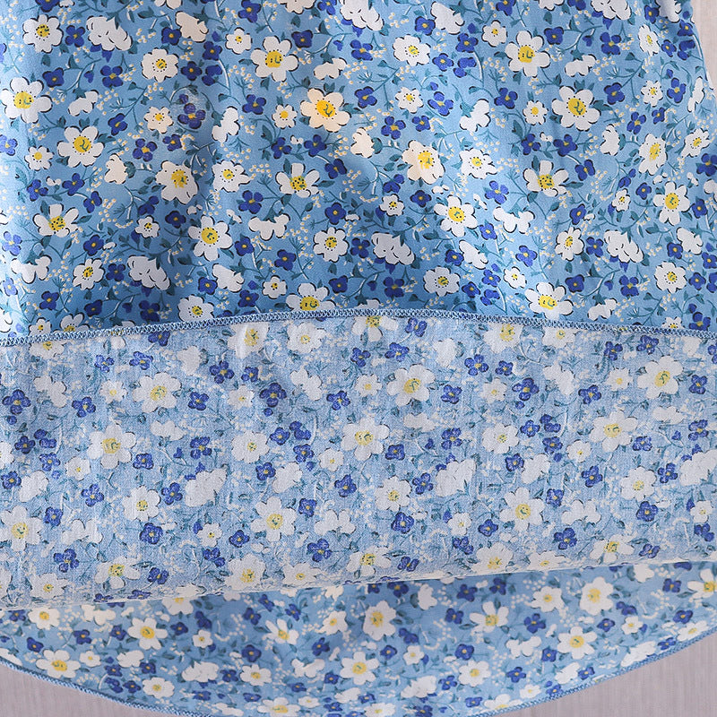 Girls' floral dress - new korean style for summer , featuring a peter pan collar, ruffle trim, and embroidery. wholesale children's dresses for export