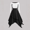 French ruffle trim heavy velvet mini dress - women's autumn/winter  retro style with gold buckle detail, slimming and figure-flattering