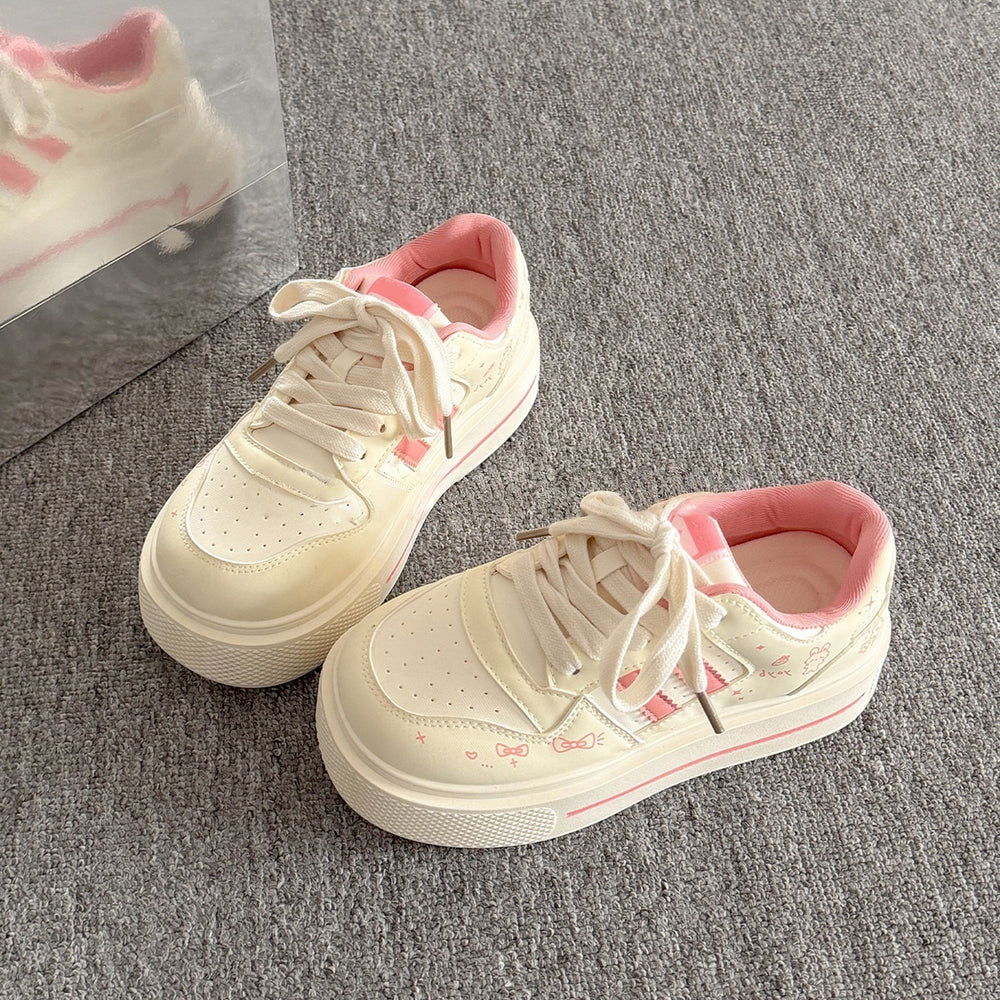 Thick solewhite shoes women's 2026springnew arrival women's shoes easiest for match student casual sneakers petites heightened bread shoes