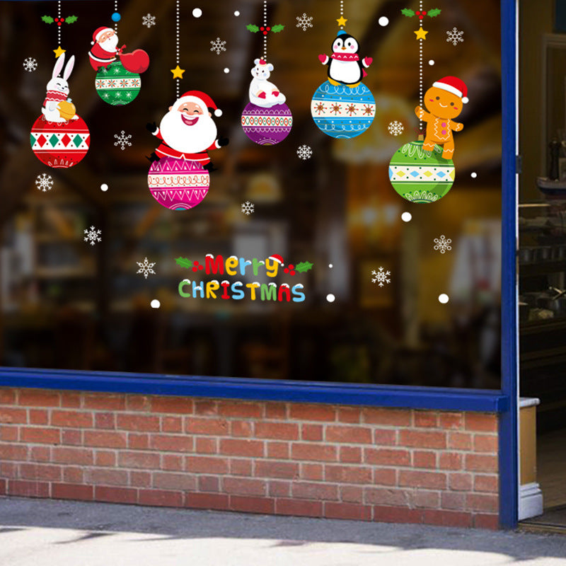 Christmas wall sticker new Christmas colored ball pendant storefront window glass door non-marking glue Christmas wall sticker XH6283