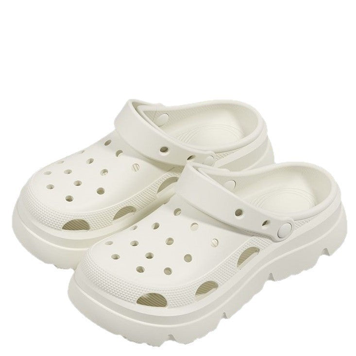 Pregnant women's high heels non-slip soft bottom crocs women's 2025new arrivaloutwearsummerpvcthick sole toe cap slippers