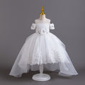 European and american new children's formal dress wedding lace train princess dress girls' piano performance dress girl dress