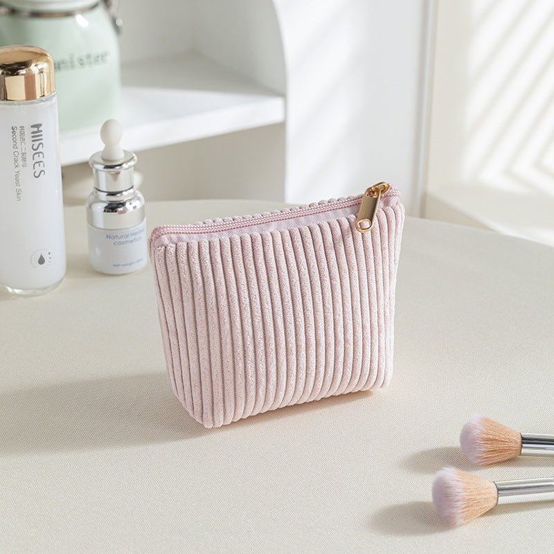 Flannel cosmetic bag, portable, hand-held red envelope, corduroy classification, flip bag, large-capacity portable storage bag set.