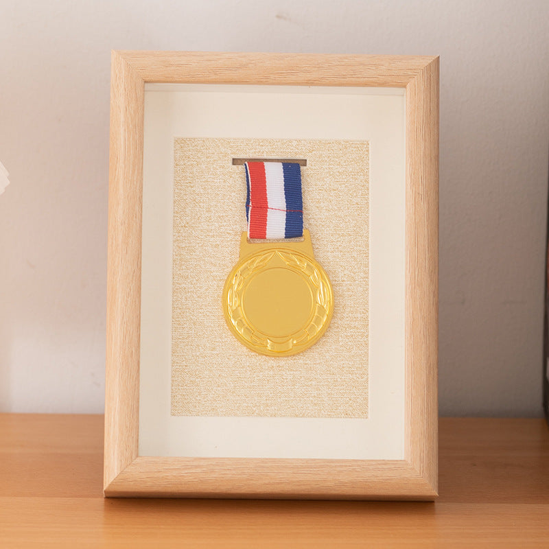 Wooden photo frame table medal storage display photo frame marathon gold medal hollow picture frame 10 inch keep medal