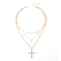 Pearl sweater chain wholesale fashion cross-border multi-layered cross necklace stylish design long clavicle chain