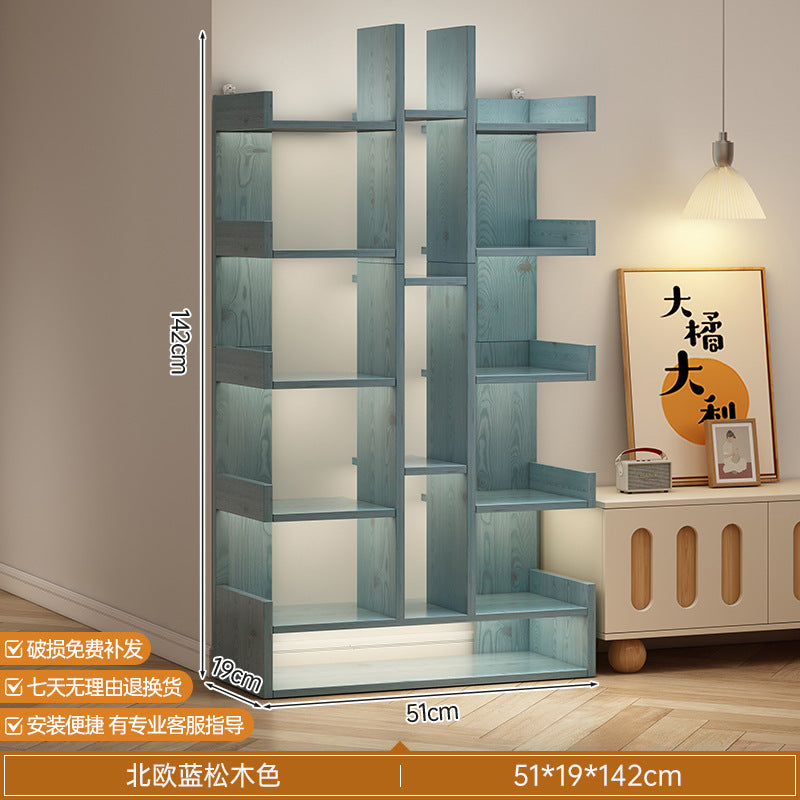 Simple small bookshelf, floor-to-ceiling shelf, integrated wall storage rack, living room office display rack, table side storage narrow cabinet
