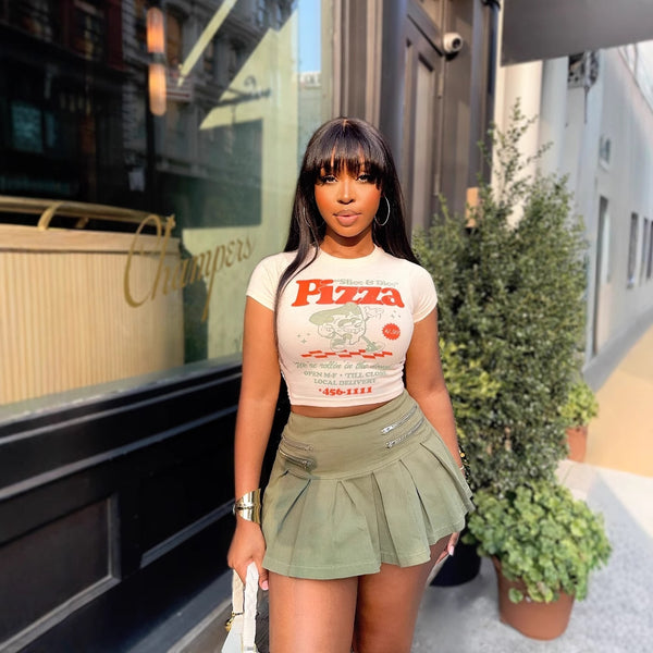OL6171   supply new fashion women's clothing vacation zipper pleated mini skirt short skirt spot