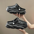 Women's anti-odor height increasing platform clogs - summer fashion outdoor wear, non-slip beach shoes with detachable diy accessories