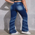 European and american style women's jeans -  cross-border winter fashion streetwear high-waisted printed stretch casual pants