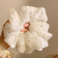 French polka dot large intestine hair tie for women, ball head tie, high elasticity, no damage to hair, rubber band elegant hair rope headwear