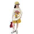 Girl's influencer two-piece set:  new summer outfit, short sleeve top and shorts, trendy casual set for girls