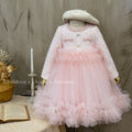 Girls' dress - new autumn  korean style chunky knit tweed princess dress - slimming mesh tulle tutu skirt
