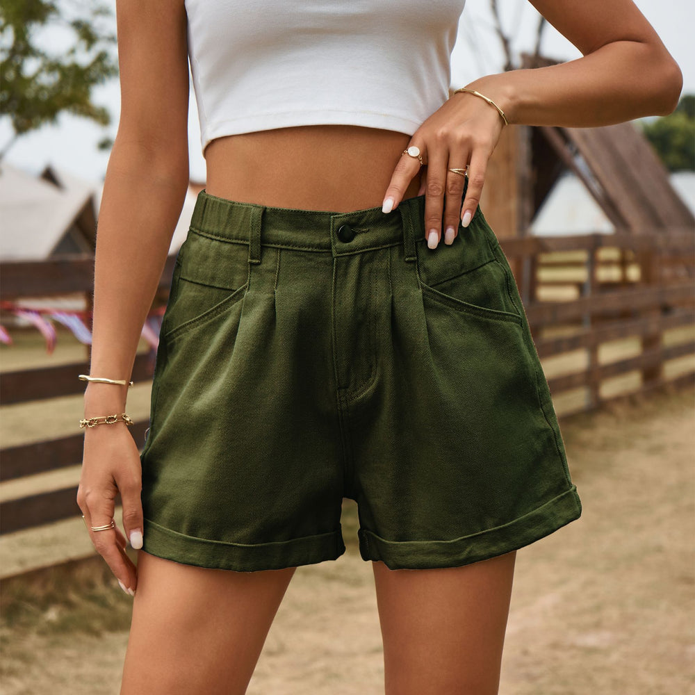 European and american cross-border women's fashion independent website  new summer versatile elastic waist design denim shorts casual pants