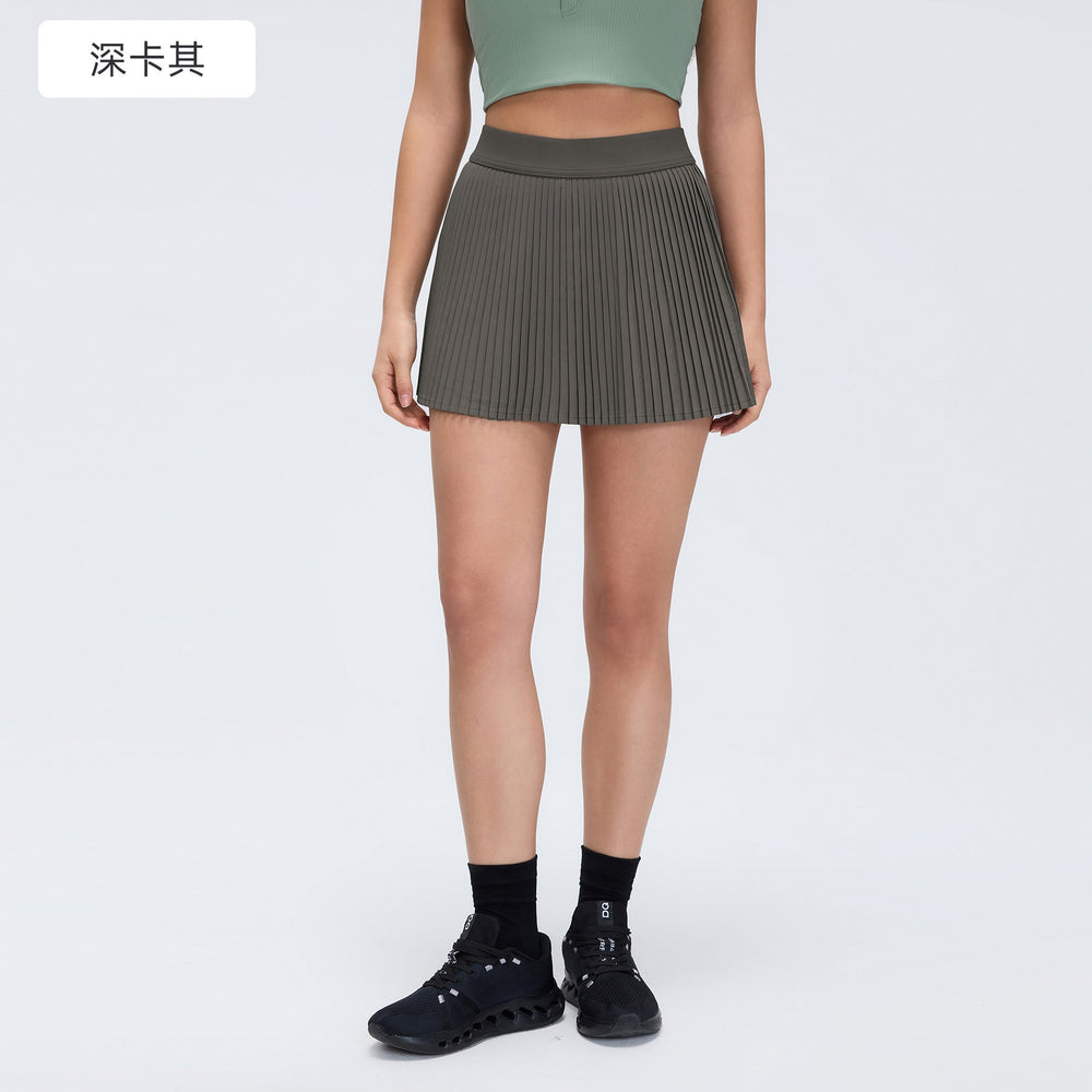 Ice-feeling breathable outdoor sports skirt for women with lining fashion tape tennis skirt yoga fitness skirt d25008